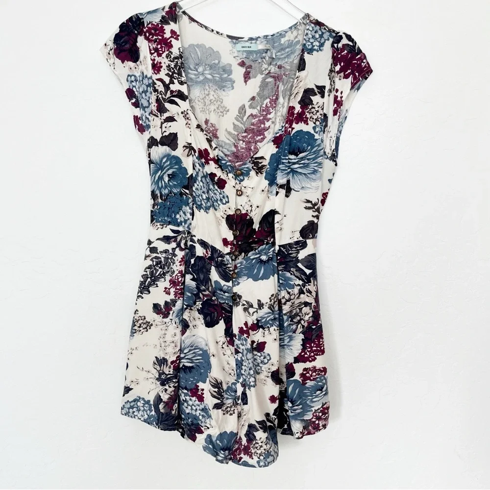 Urban Outfitters Kimchi Blue Ashley Romper White Purple Floral Size Small - Picture 3 of 12